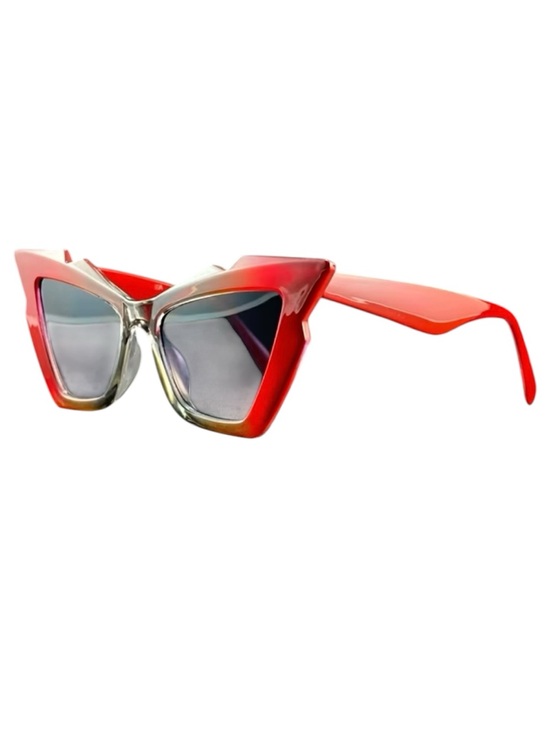 Accessories - Red Cat-Eye Sunglasses | Edgy Y2K Style | Oversized Angular Frame